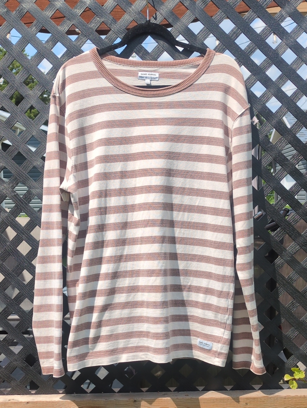 Striped Long Sleeve Tee in Lightbrown and Cream